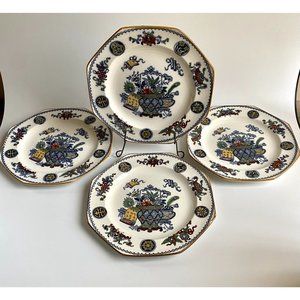 Wedgwood Basket Octagonal Salad Plates Chinese Lotus